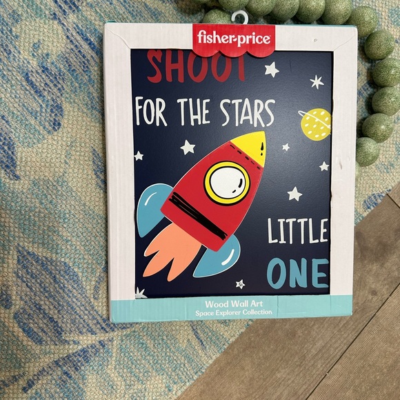 New Fisher-Price Space Explorer Rocket Wall Art Wood Boy’s Room Baby Nursery - Picture 5 of 15